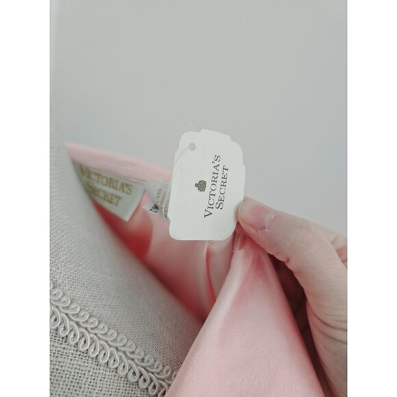 Victoria's Secret Vintage Pink Satin Lace Gold Label 79s 80s Kimono Long Robe M - Picture 8 of 13